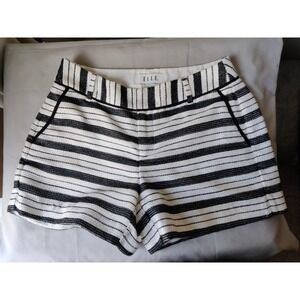 ELLE Women's Black & White Basket Striped Tweed Shorts Size‎ 2